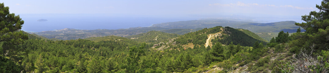 Fototapeta na wymiar Panorama of beautiful Aegean coast.