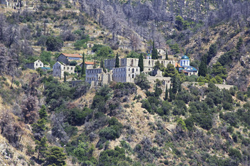 Fototapeta na wymiar Konstamonitou monastery. Holy Mount Athos.