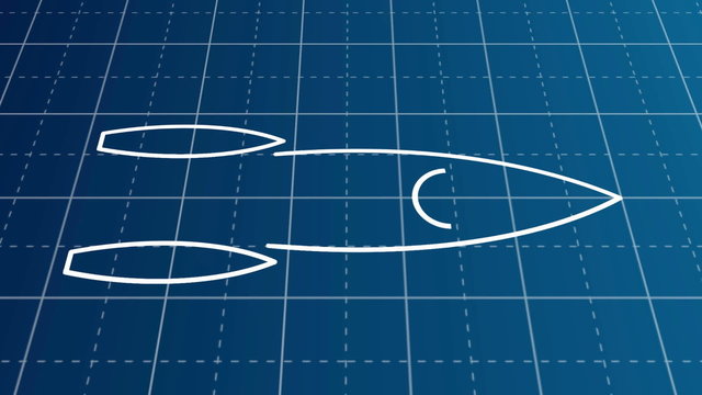 blueprint with drawing of the rocket scheme
