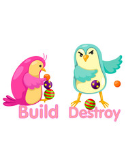 cute birds with opposite words