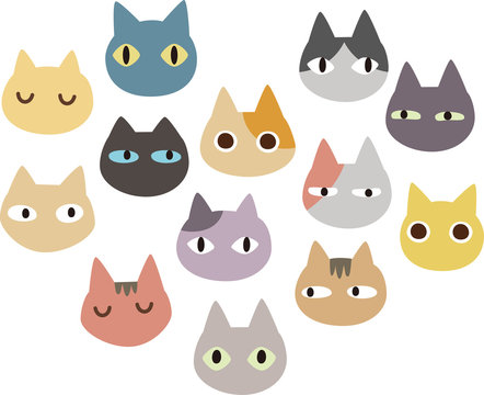 たくさんの猫の顔