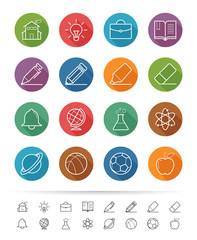 Simple line style : School and Education icons set
