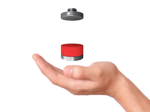 hand hold Battery icon with a low charge