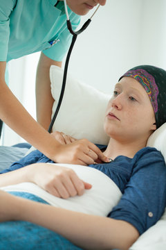 Teenage girl suffering from leukemia