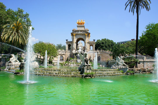 Waterfall  and fountain of Parc de la Ciutadella, Barcelona