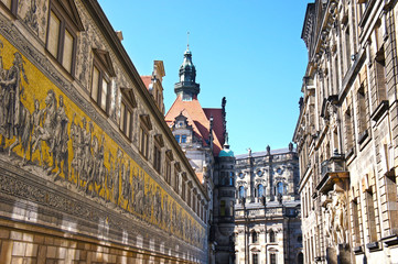 Fototapeta premium The Fuerstenzug (giant mural) in Dresden, Germany