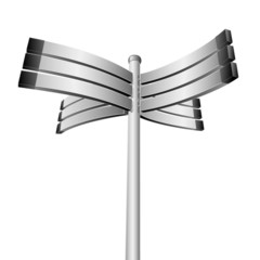 multidirectional sign with black marks