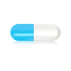 Illustration of blue and white capsule pill vector