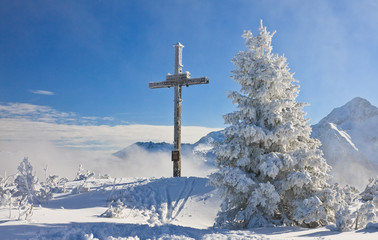 Worship the cross on the mountain. Schladming. Austria