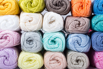 colorful yarn isolated on white background 