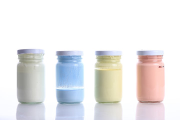 bottle glass of color on white background