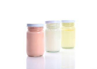 bottle glass of color on white background