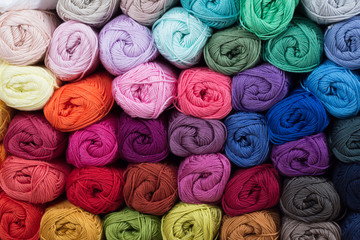 colorful yarn isolated on white background