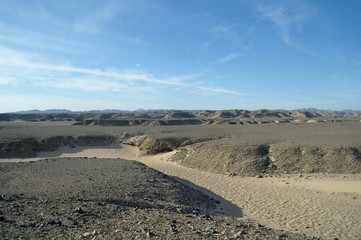 Egyptian desert  and blue sky.