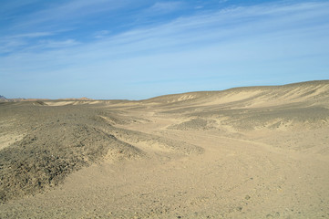Fototapeta na wymiar Egyptian desert and blue sky.