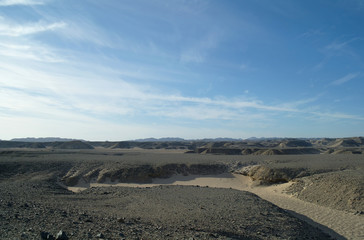 Egyptian desert  and blue sky.