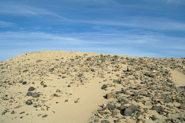 Egyptian desert  and blue sky.