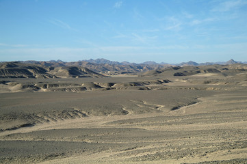 Fototapeta na wymiar Egyptian desert and blue sky.
