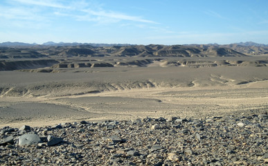 Egyptian desert  and blue sky.