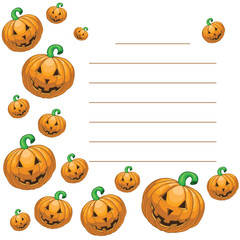 Greeting card with halloween pumpkins