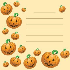 Greeting card with halloween pumpkins