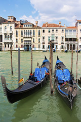 Fototapeta na wymiar Two gondolas on the Grand Canal in Venice, Italy