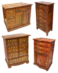 Set with Indian andtique chests of drawers