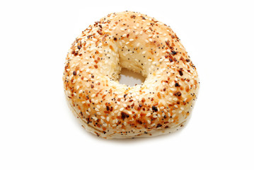 Fresh Delicious Everything Bagel Isolated Over White