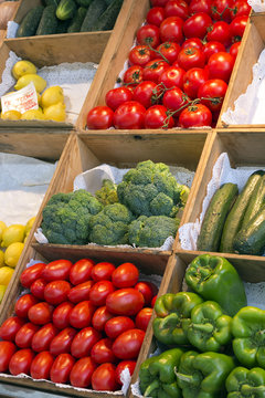 Boxes full of fresh vegetables at spanish market - Madrid