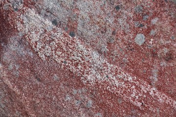 Surface of natural red and gray spotted stone with line