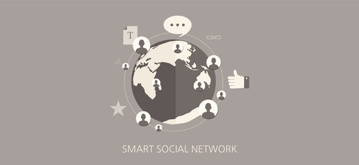 Modern and classic social network flat concept icon set