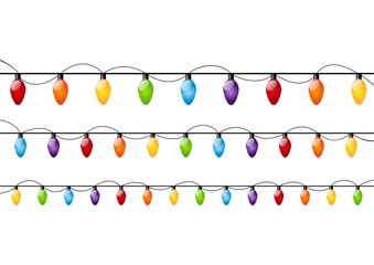 Color Christmas light bulbs on white