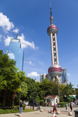China, Shanghai. View of  the TV tower "Pearl of the Orient"
