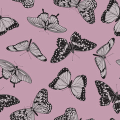 Cotton fabric Butterfly seamless vintage pattern