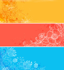Horizontal  banners with flowers