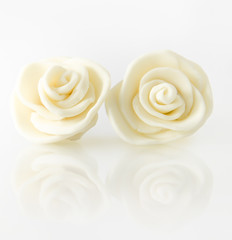 White plasticine roses