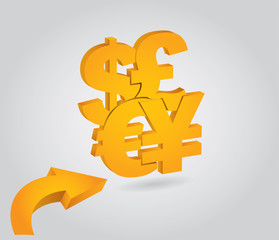 Major currencies, financial concept,