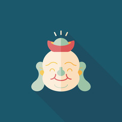 Chinese New Year flat icon with long shadow,eps10, Maitreya mean
