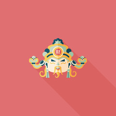 Chinese New Year flat icon with long shadow,eps10, God of wealth