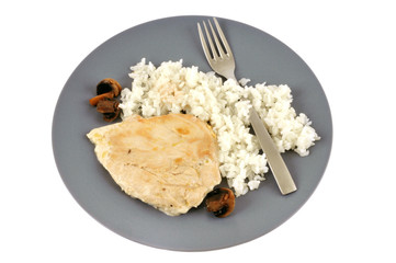 Escalope de dinde à la crème et riz aux champignons
