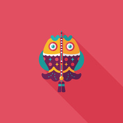 Chinese New Year flat icon with long shadow,eps, Chinese fish lu
