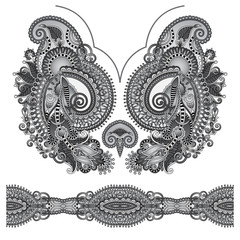 Neckline grey embroidery fashion, black and white collection