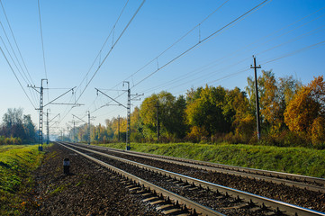 Fototapeta na wymiar Railway in autumn