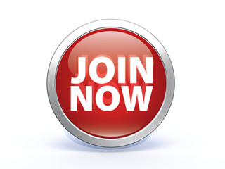 Join now circular icon on white background