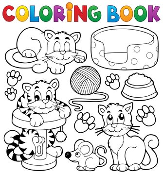 Coloring book cat theme collection