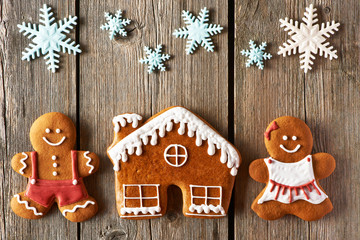 Christmas gingerbread couple and house cookies
