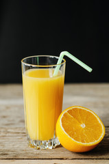 orange juice with straw
