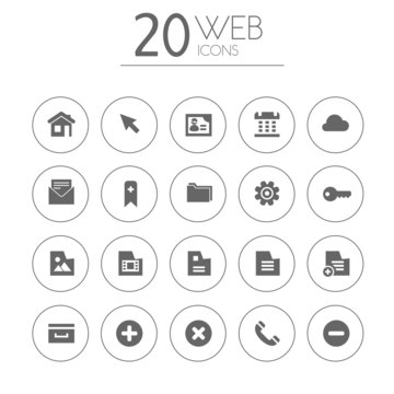 Simple thin web icons collection on white background