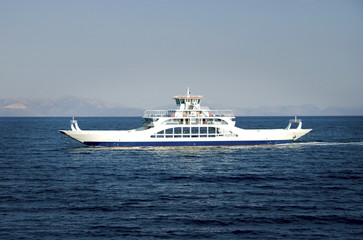ferryboat for the transport of people and cars