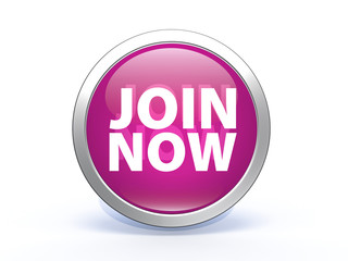 Join now circular icon on white background